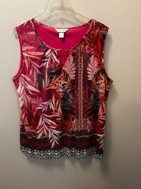 Women's Christopher Bank Sleeveless Blouse, Multi Color, Size XL, Lined, Ex Con!